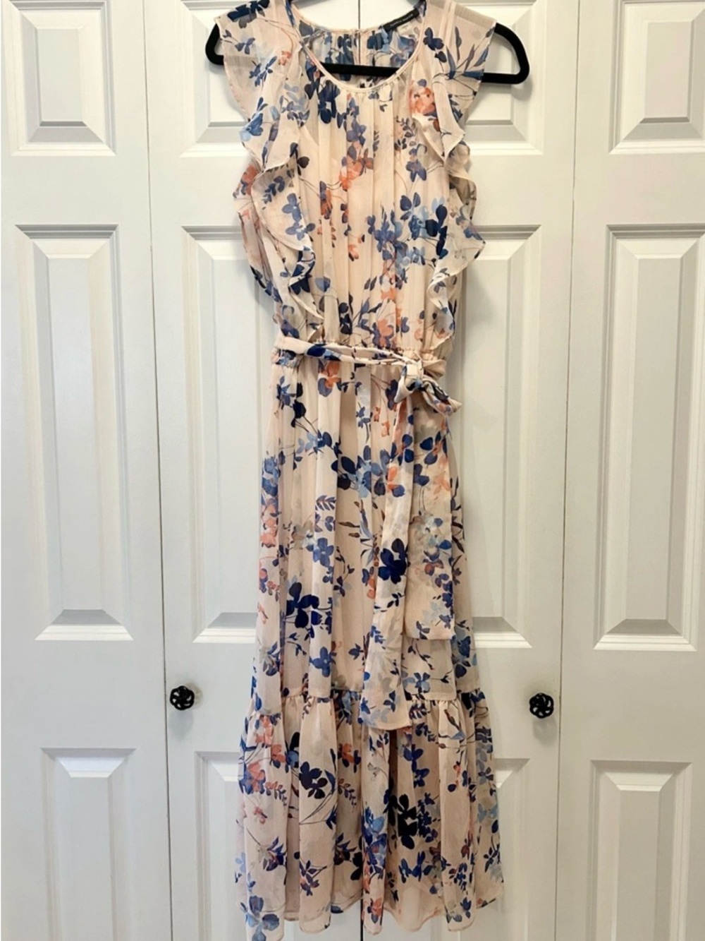 Tommy Hilfiger Peach Blush Floral Ruffle Maxi Dress